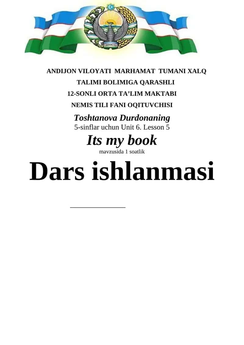 Unit 6 Lesson 5 Dars ishlanmasi