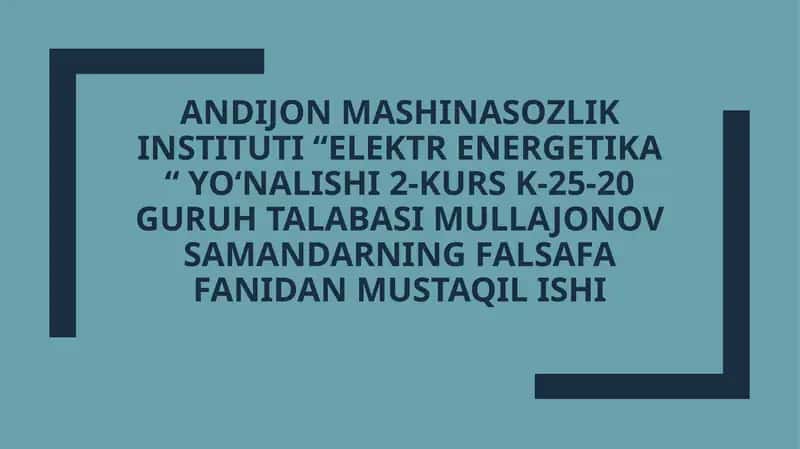 Ontologiya va uning umumiy asoslari