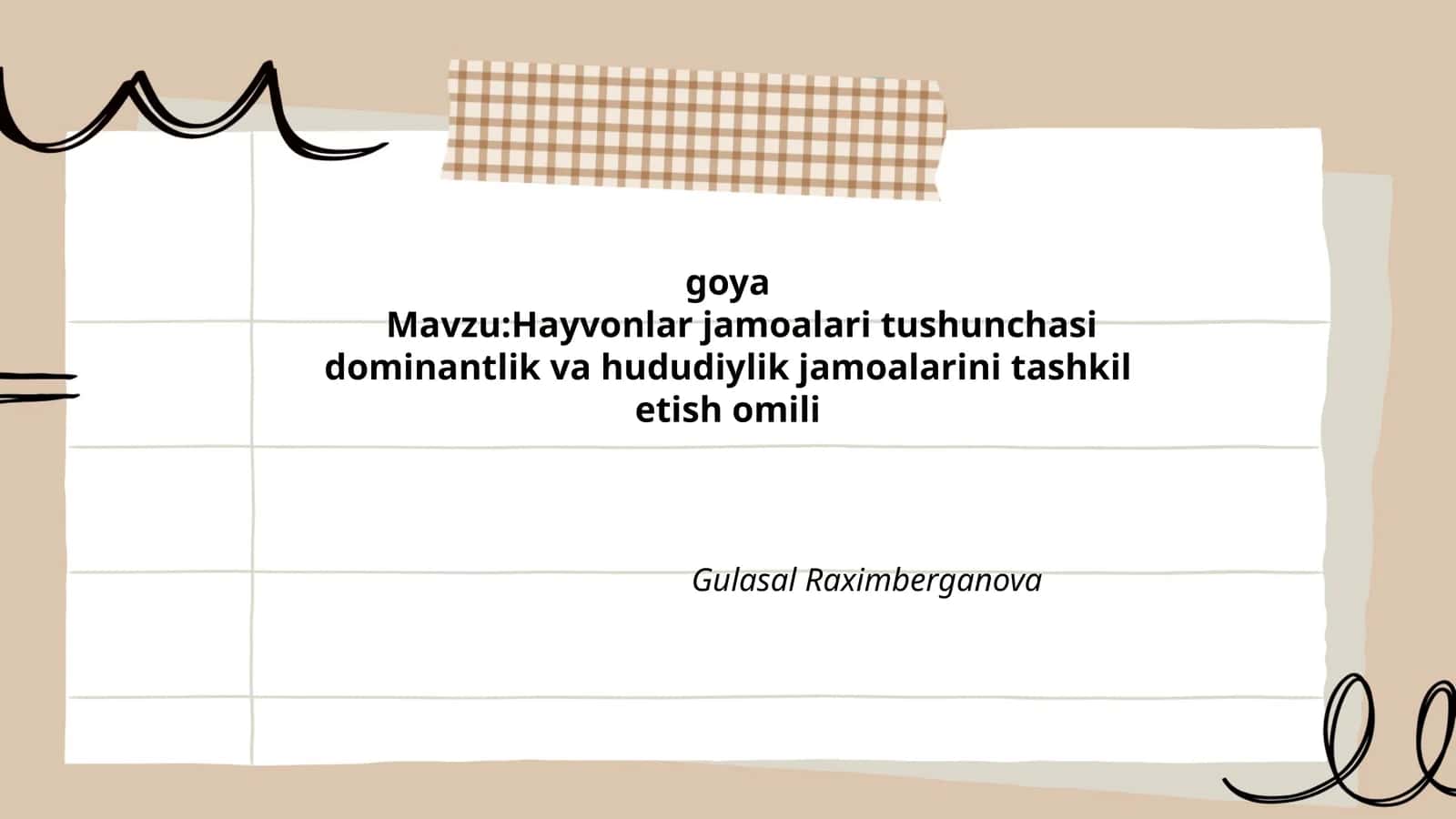 Hayvonlar jamoalari tushunchasi dominantlik va hududiylik jamoalarini tashkil etish omili