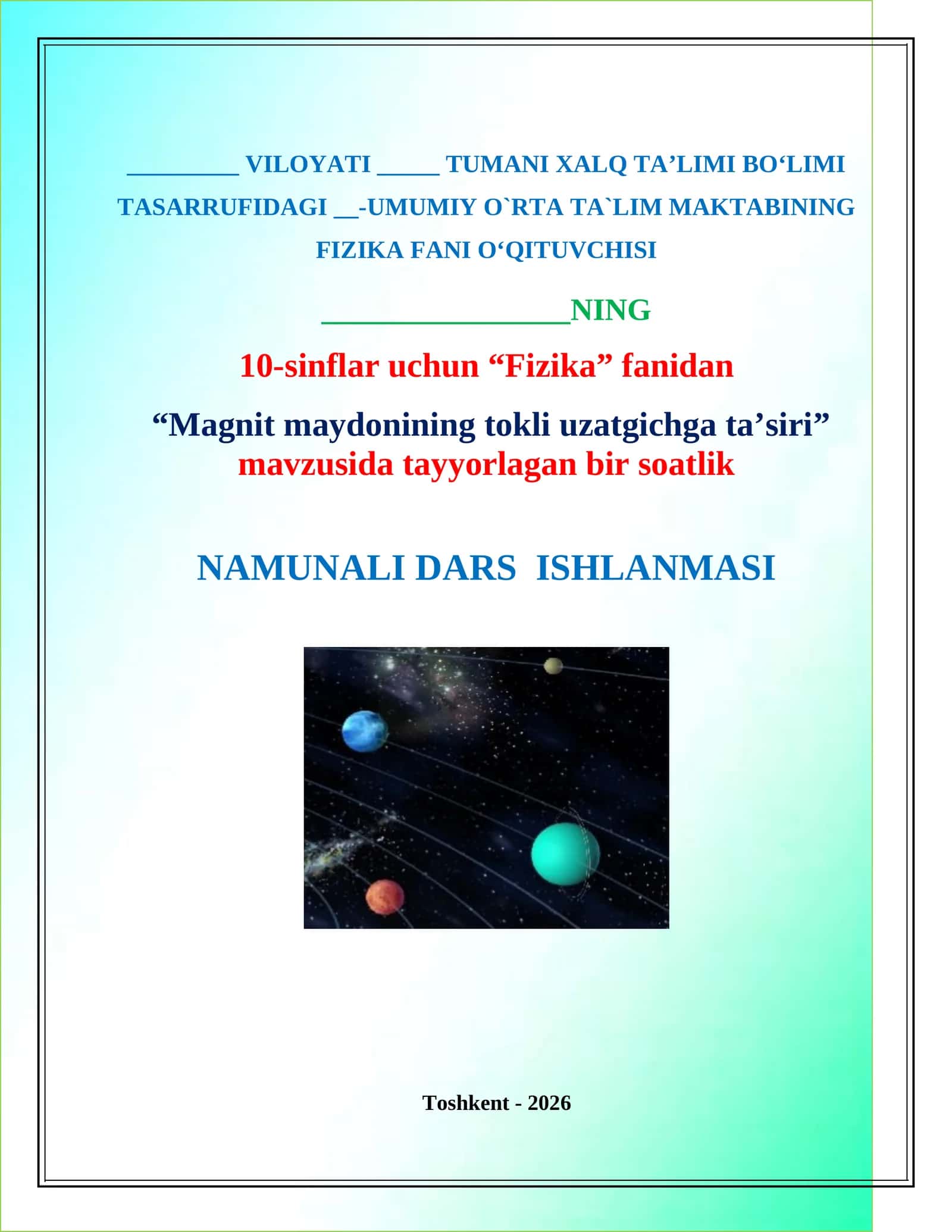 Magnit maydonining tokli uzatgichga taʼsiri