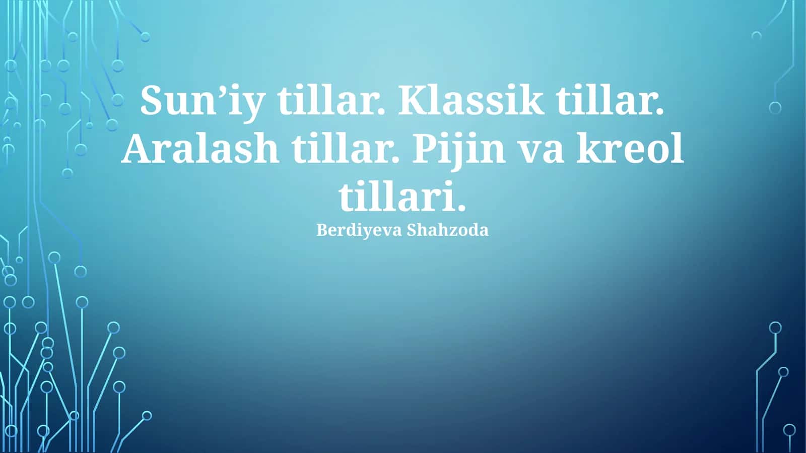 Sun'iy, Klassik va Aralash Tillar