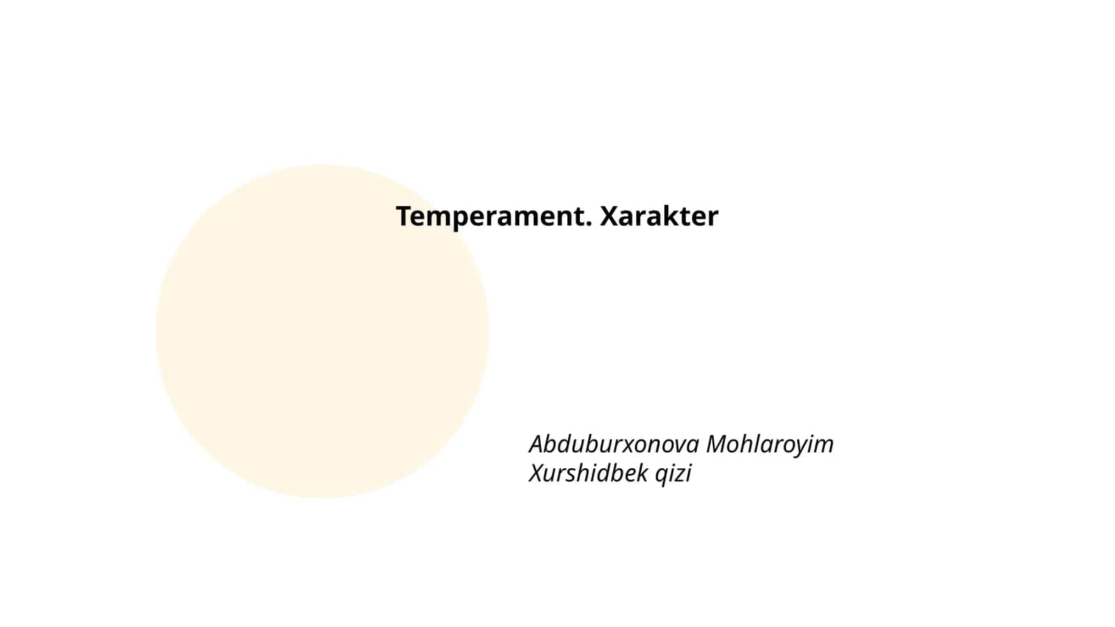 Temperament. Xarakter