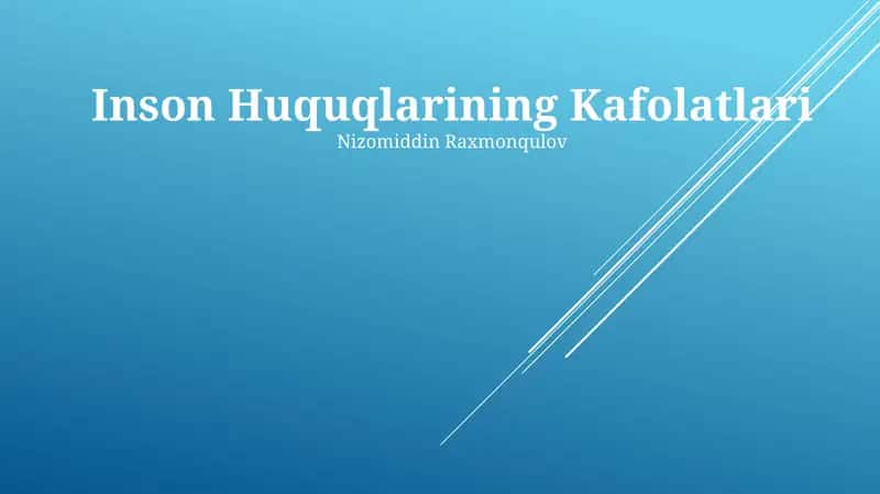 Inson Huquqlarining Kafolatlari