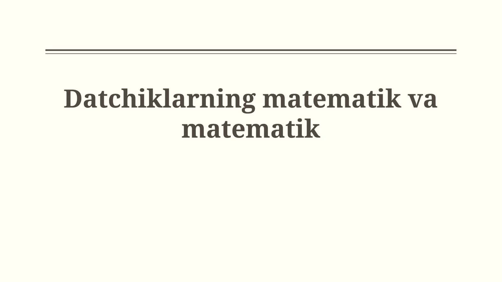 Datchiklarning matematik modellarini yaratish