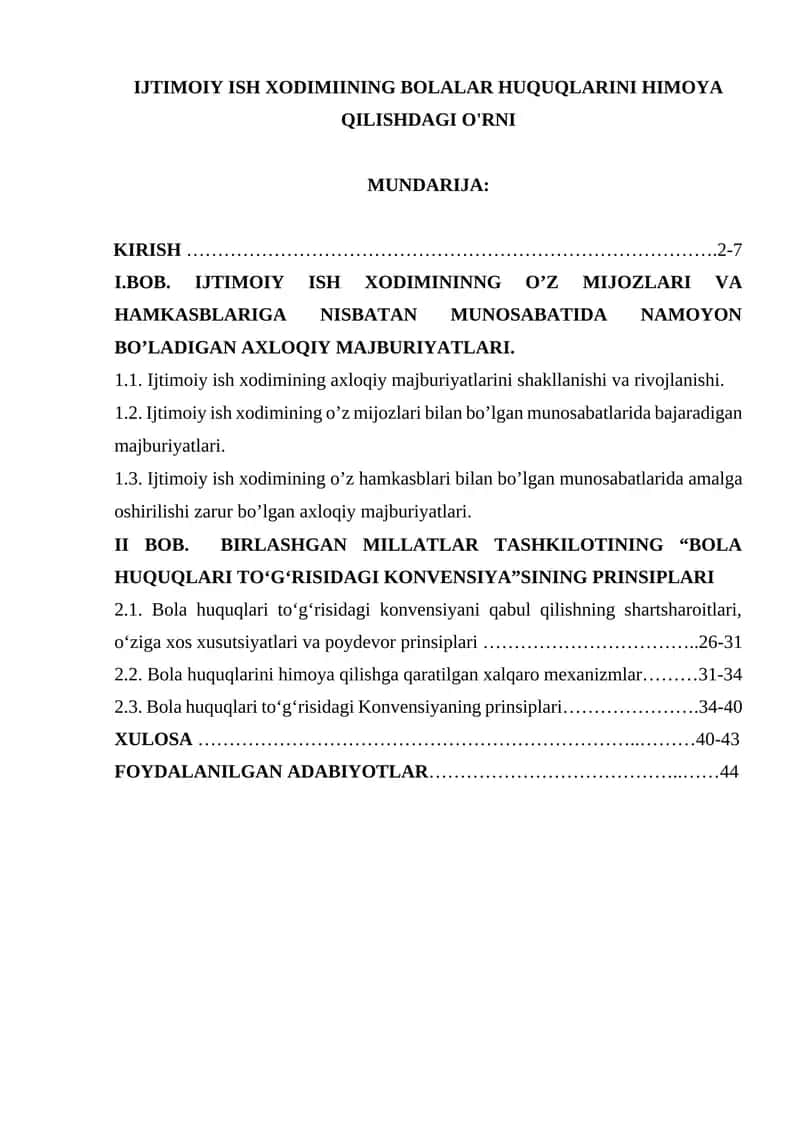 Ijtimoiy Ish Xodimiining Bolalar Huquqlarini Himoya Qilishdagi O'rni