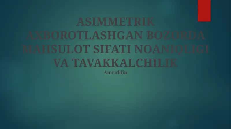 Nosimmetrik Ma'lumotlarni hal qilish