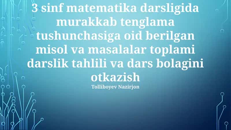 3-sinf Matematika Darsligi