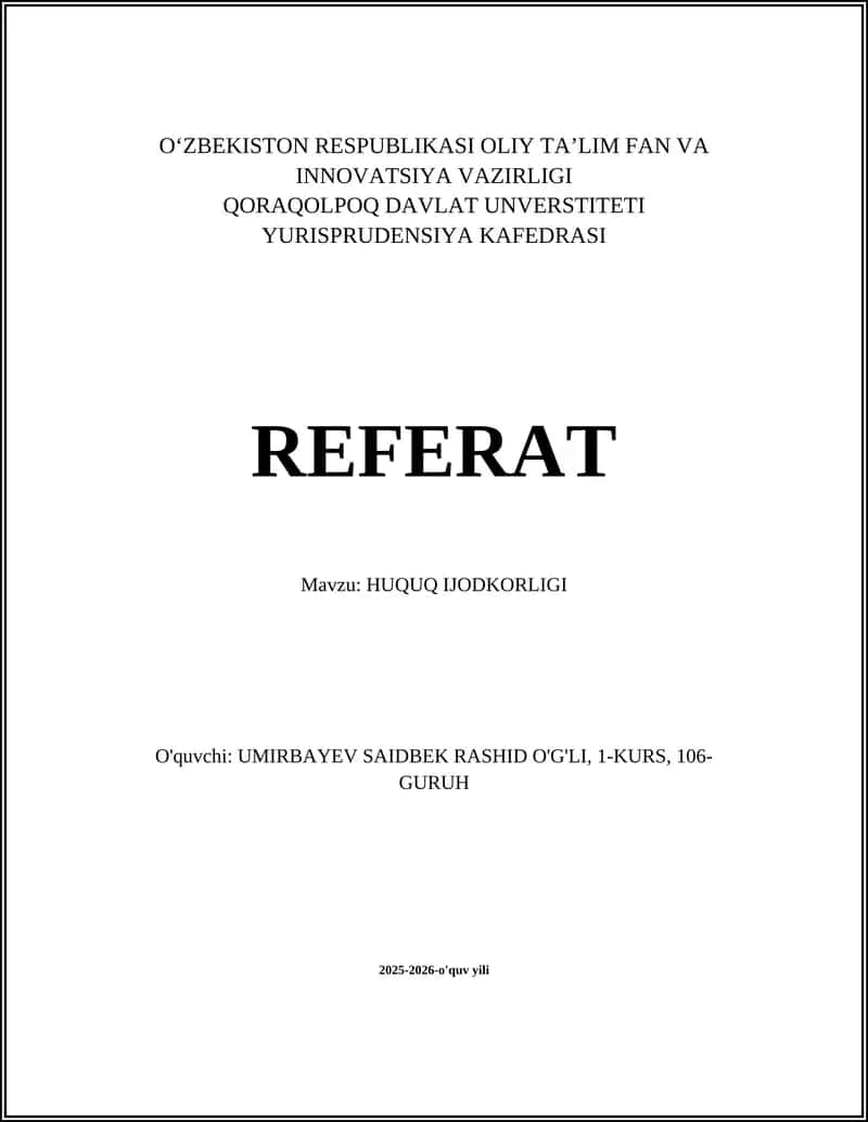 HUQUQ IJODKORLIGI