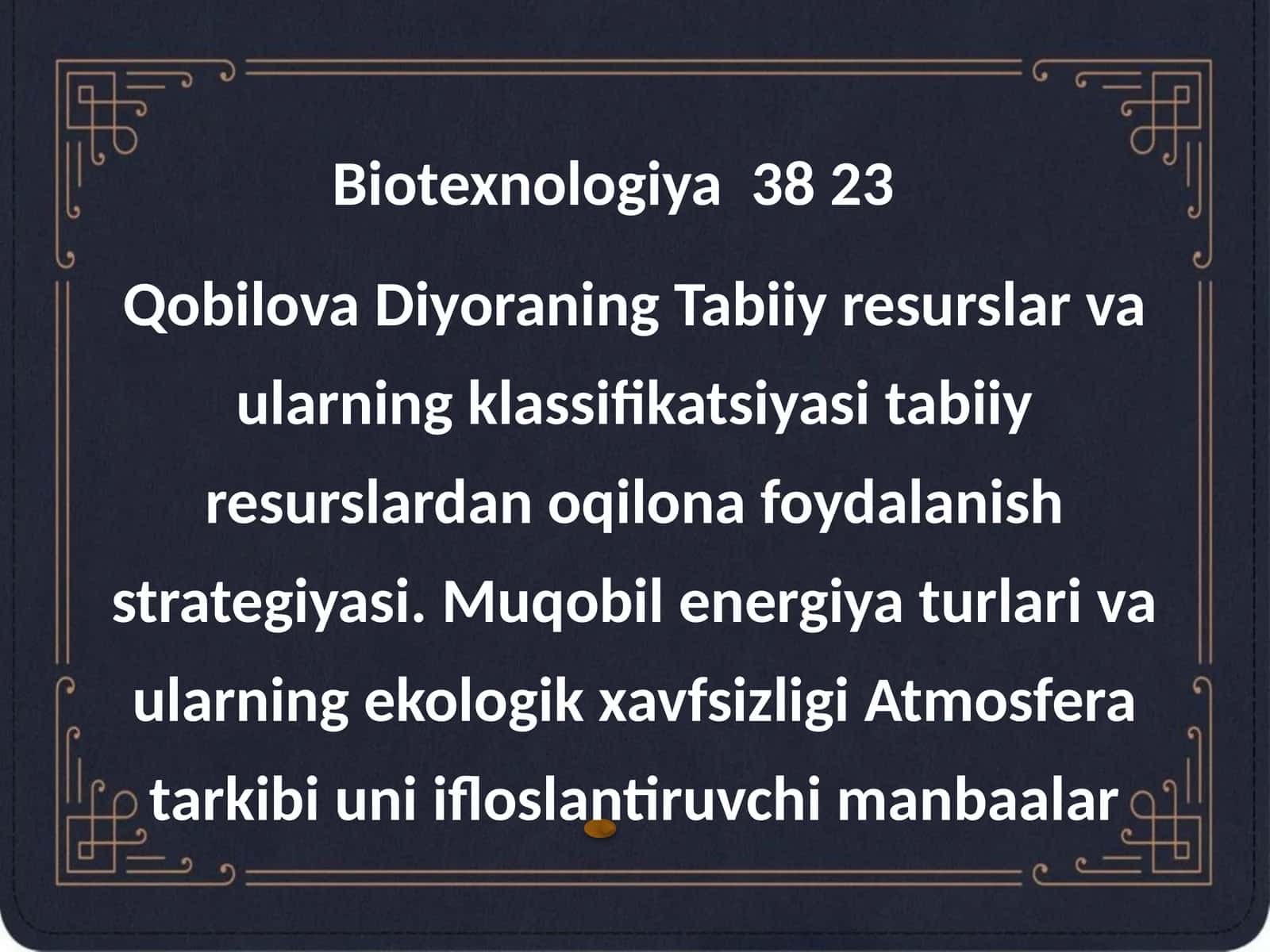 Tabiiy resurslar va ularning klassifikatsiyasi