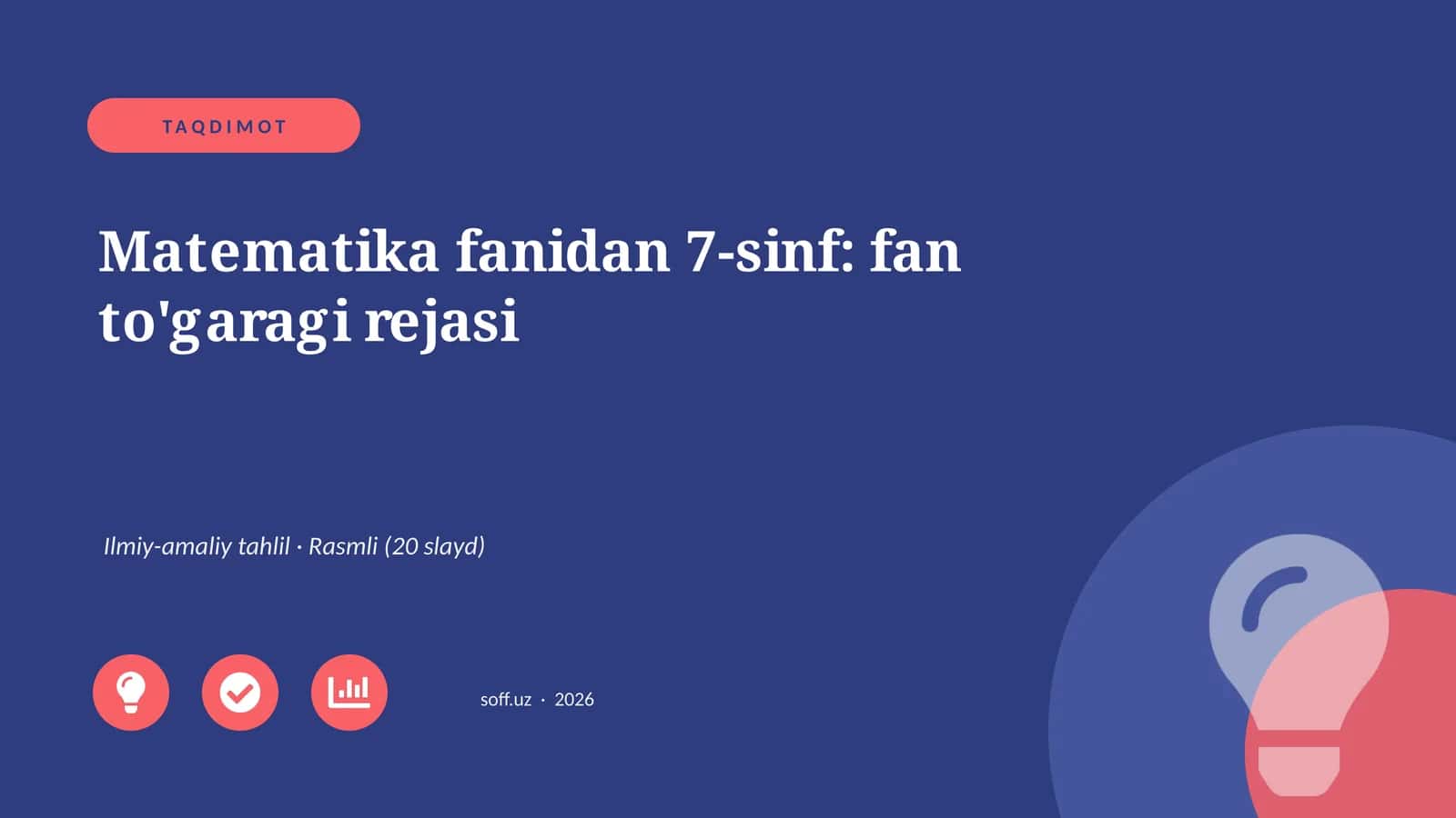 Matematika fanidan 7-sinf: fan to'garagi rejasi