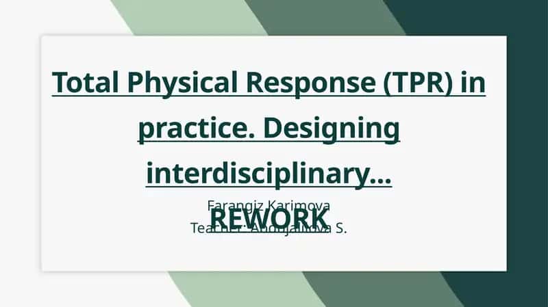 Total Physical Response (TPR) in practice