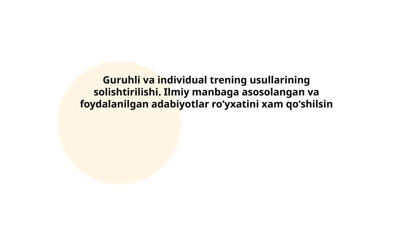 Guruhli va individual trening usullarining solishtirilishi