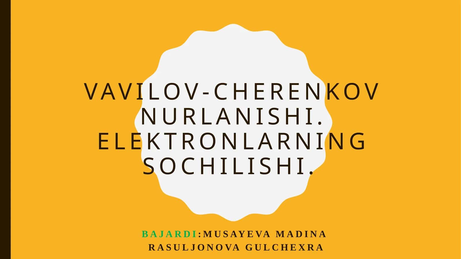 Vavilov-Cherenkov Nurlanishi