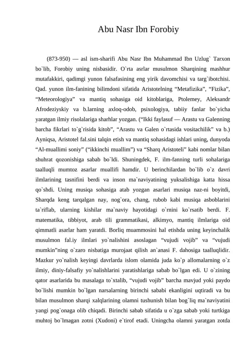 Abu Nasr Ibn Forobiy