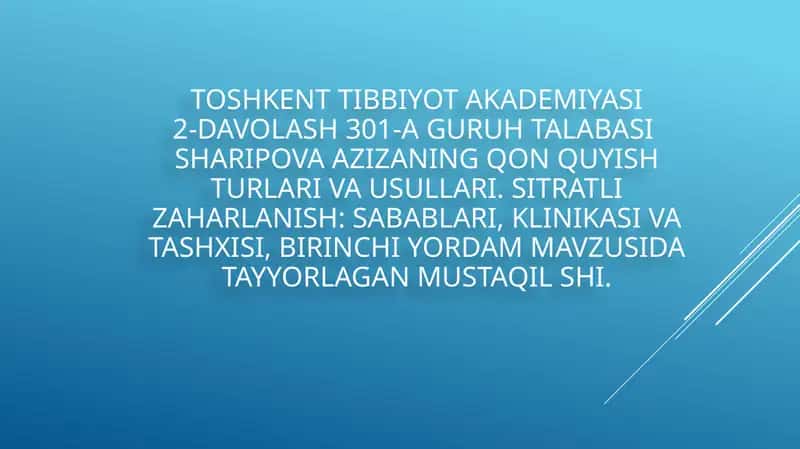 Sitrat bilan zaharlanish