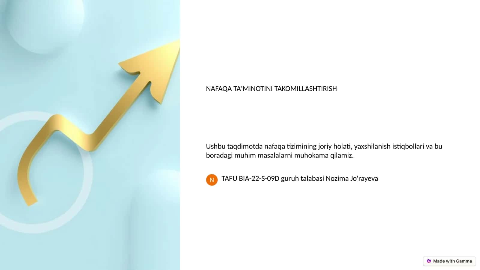 NAFAQA TA'MINOTINI TAKOMILLASHTIRISH