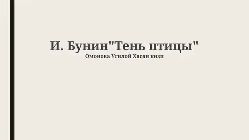 "Тень птицы: сюжет и композиция"