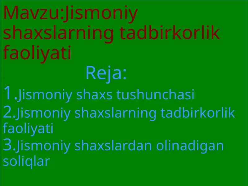 Jismoniy shaxslar faoliyati