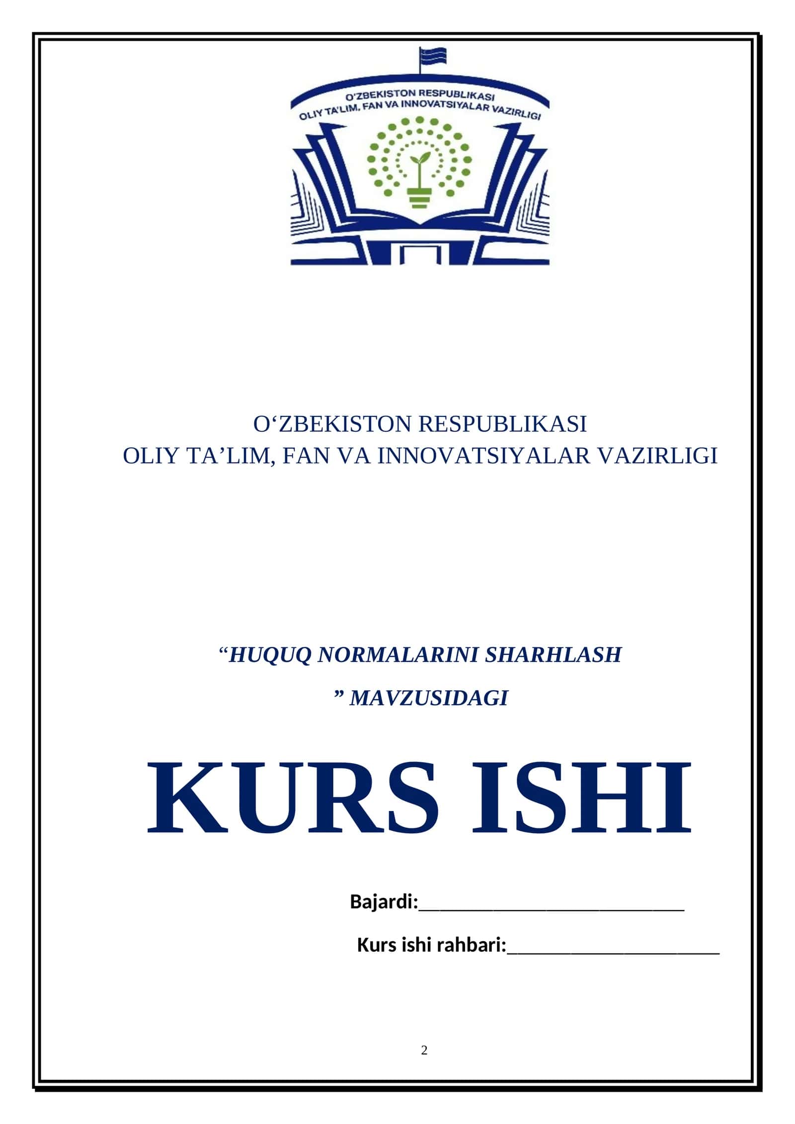 HUQUQ NORMALARINI SHARHLASH