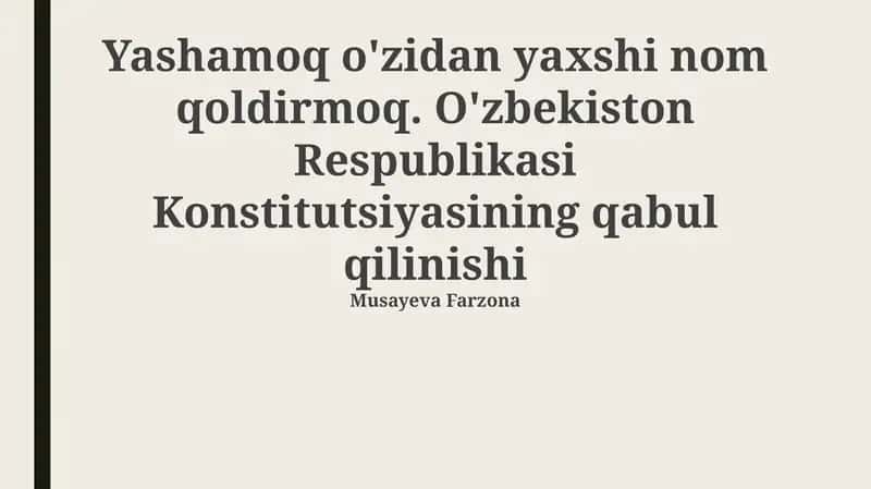 Yaxshi nom qoldirish – hayot mazmuni