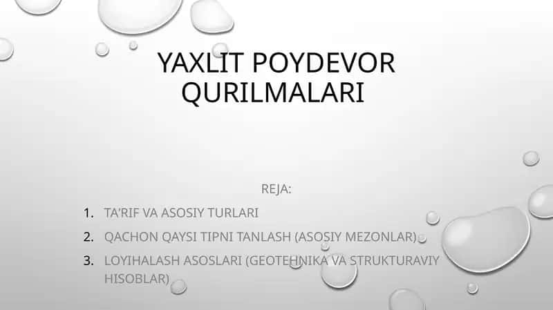 Yaxlit poydevor qurilmalari 2