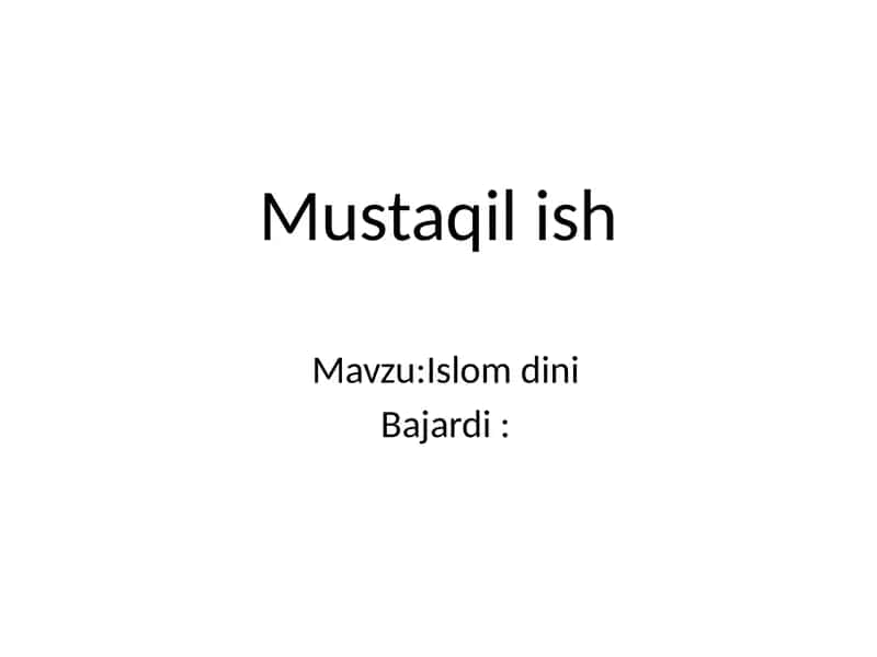 Islom dini haqida