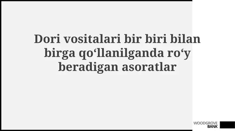 Dori vositalarining o'zaro ta'sir mexanizmlari