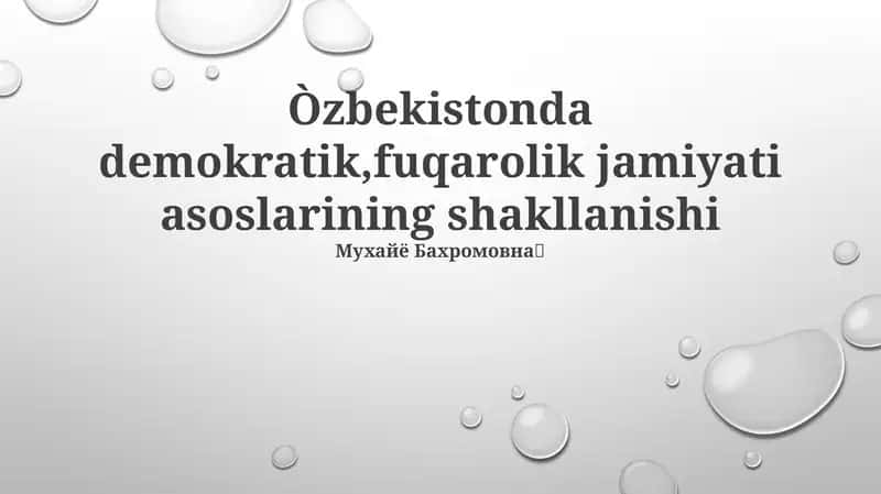 Fuqarolik Jamiyatining Tashkilati va Demokratik Istirok