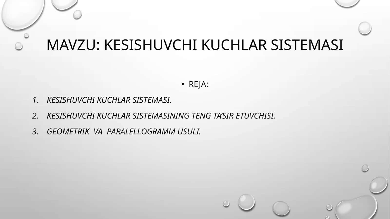 kesishuvchi kuchlar sistemasi