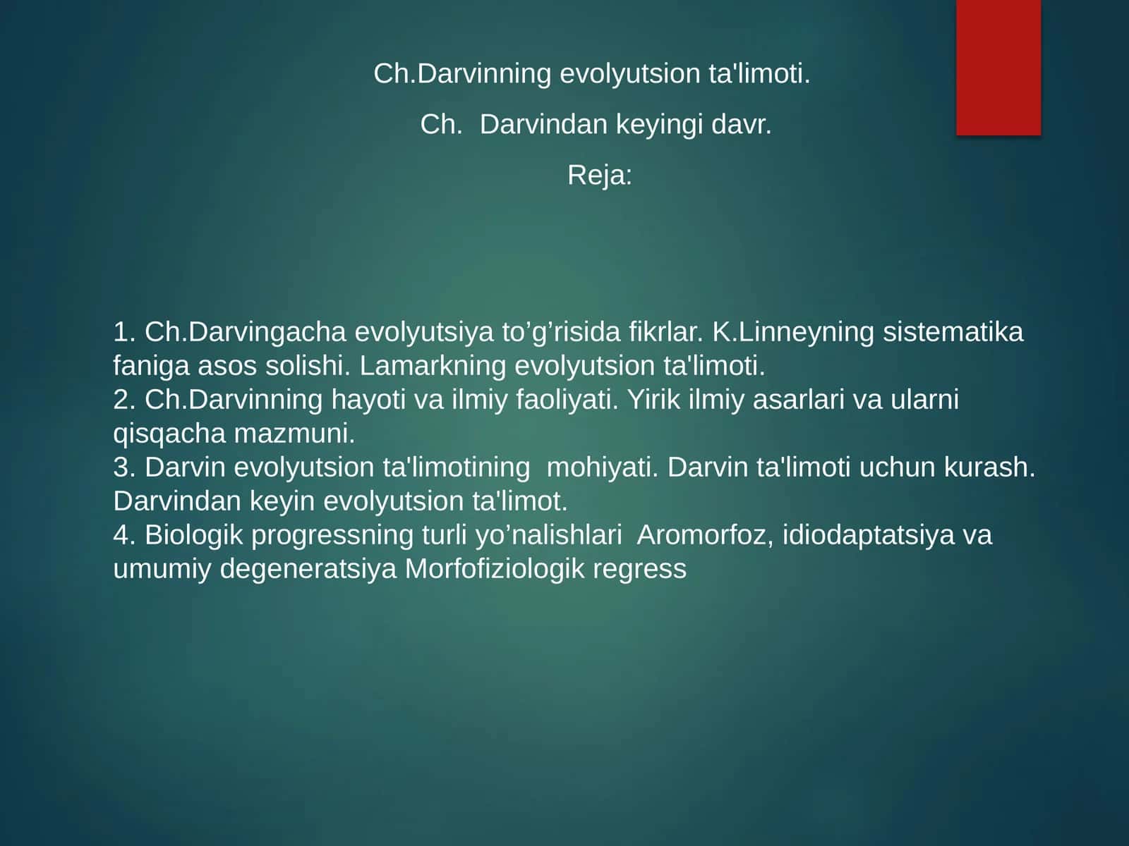 Ch.Darvinning evolyutsion ta'limoti