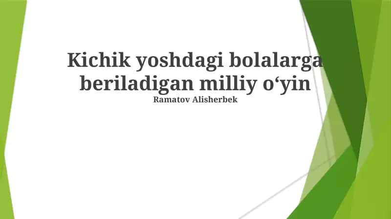 Kichik yoshdagi bolalarga beriladigan milliy oʻyin