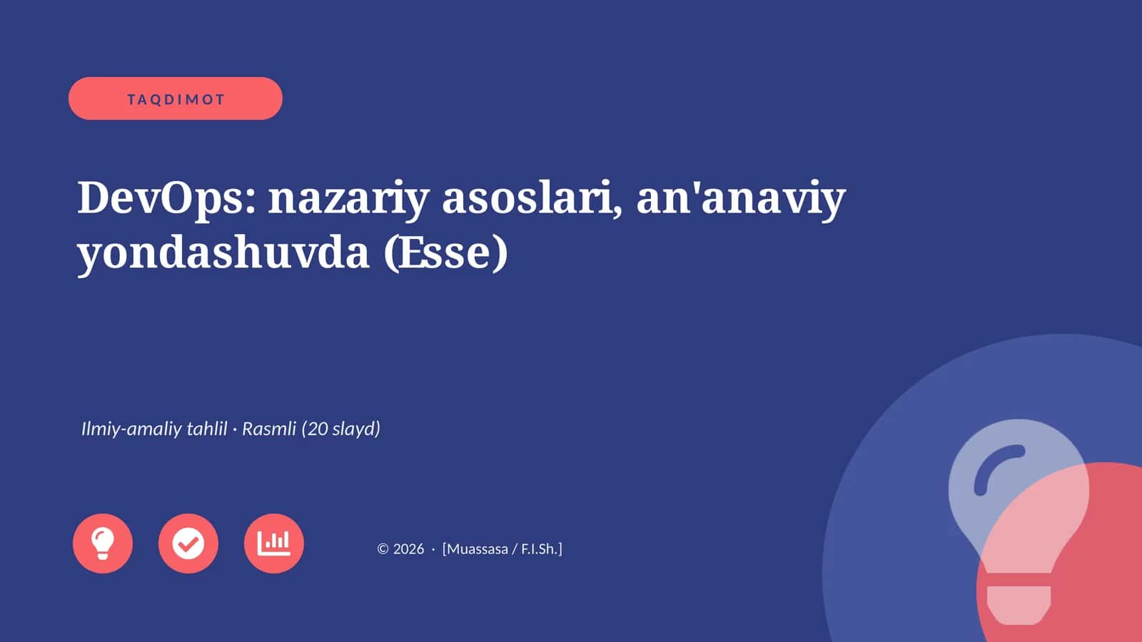 DevOps: nazariy asoslari, an'anaviy yondashuvda (Esse)