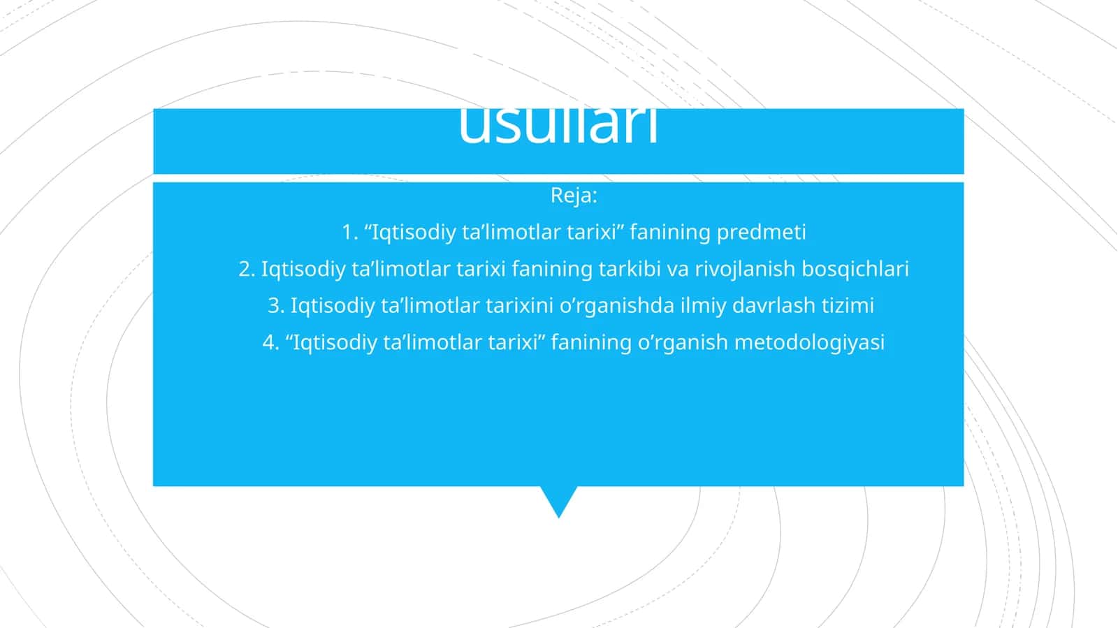 1-mavzu. Fanning predmeti va oʼrganish usullari
