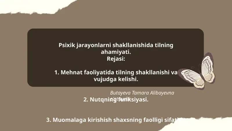 Psixik jarayonlarni shakllanishida tilning ahamiyati