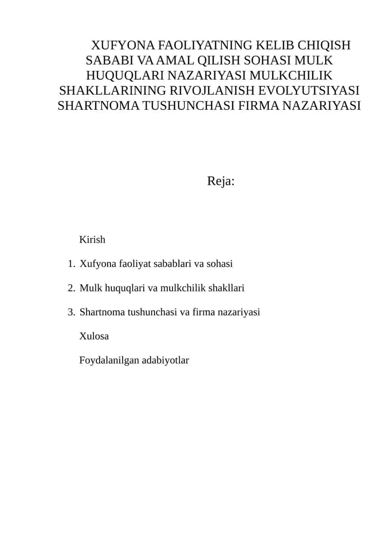 Xufyona faoliyatning kelib chiqish sababi va amal qilish sohasi