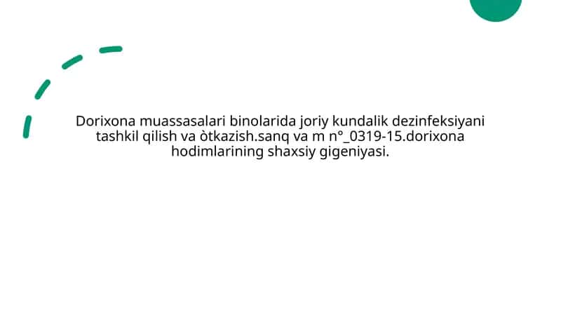 Dorixonamuassasalaribinolaridajoriykundalikdezinfeksiya