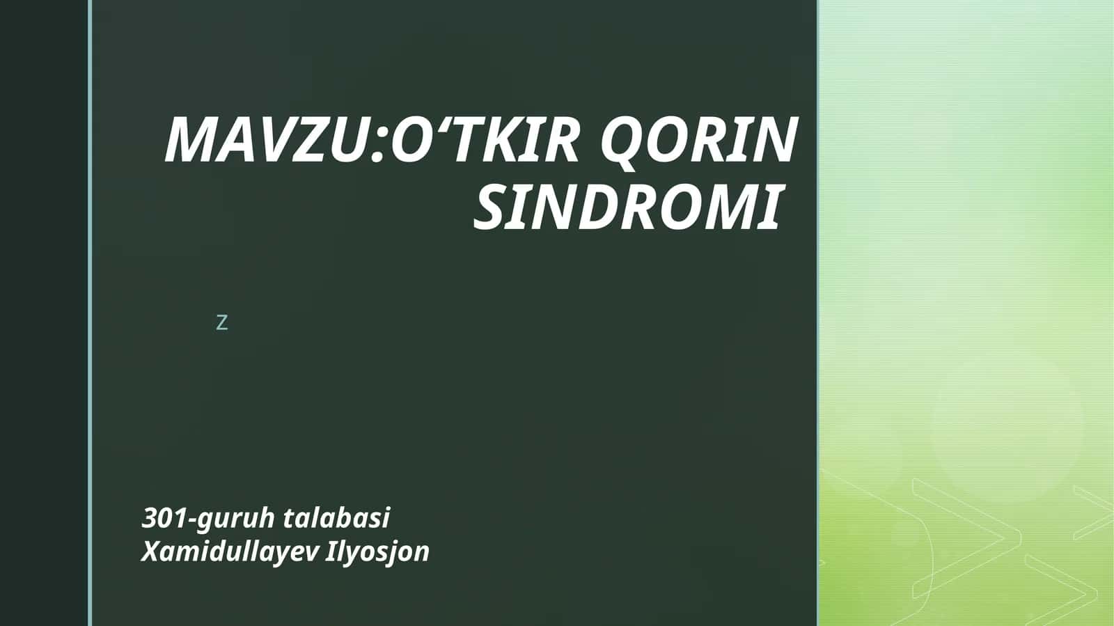 O‘tkir qorin syndrome