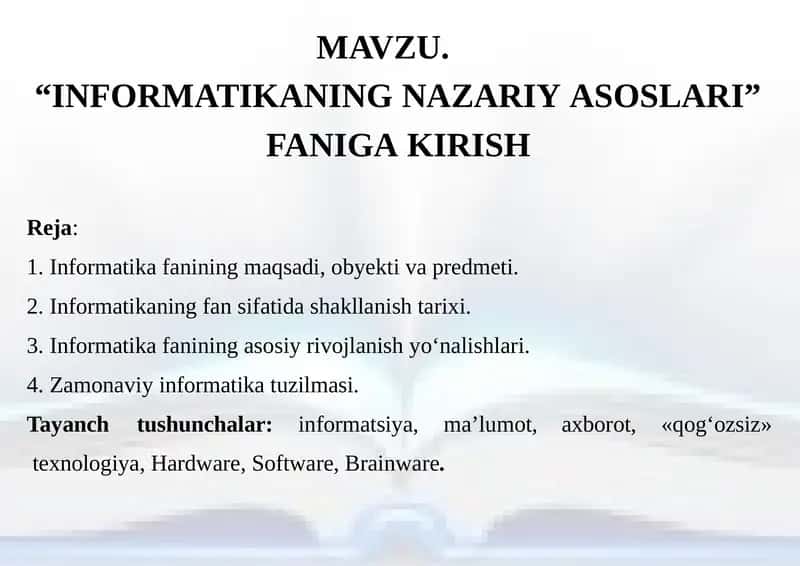 INFORMATIKANING NAZARIYASOSLARI