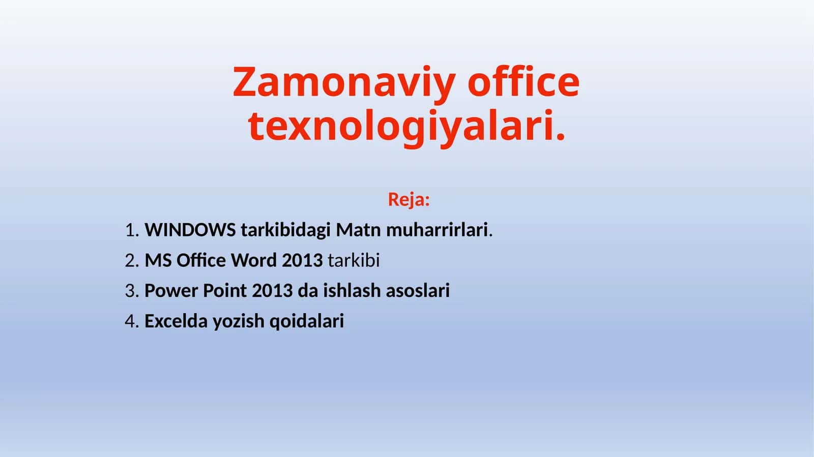 Zamonaviy office texnologiyalari