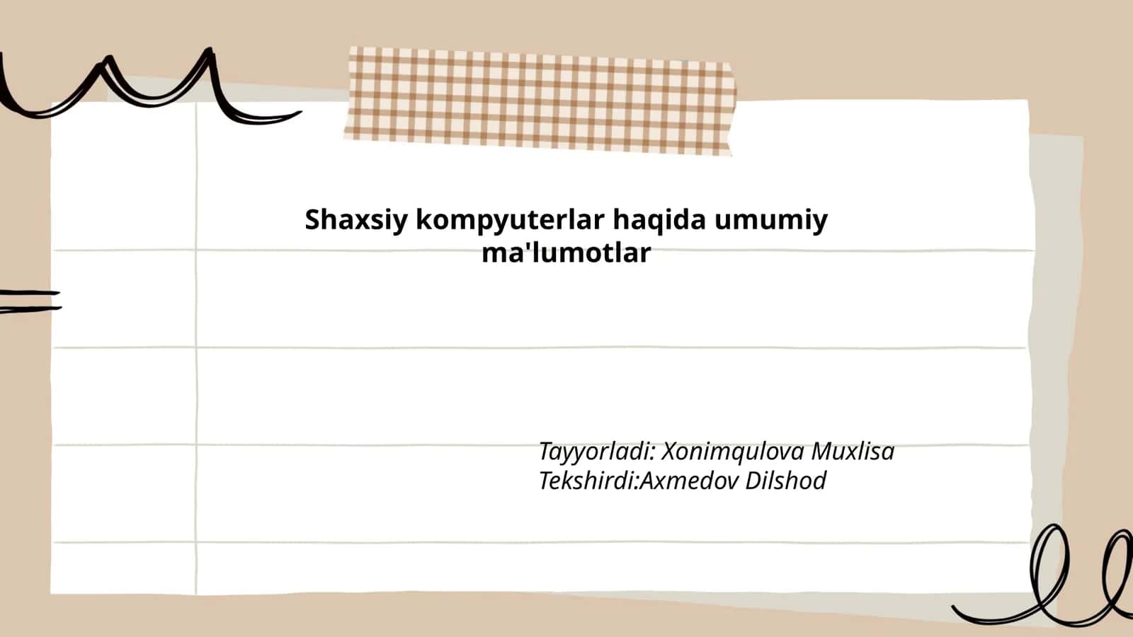 Shaxsiy kompyuterlar haqida umumiy ma'lumotlar