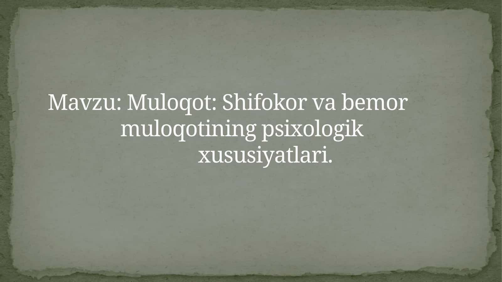 Muloqot: Shifokor va bemor muloqoti