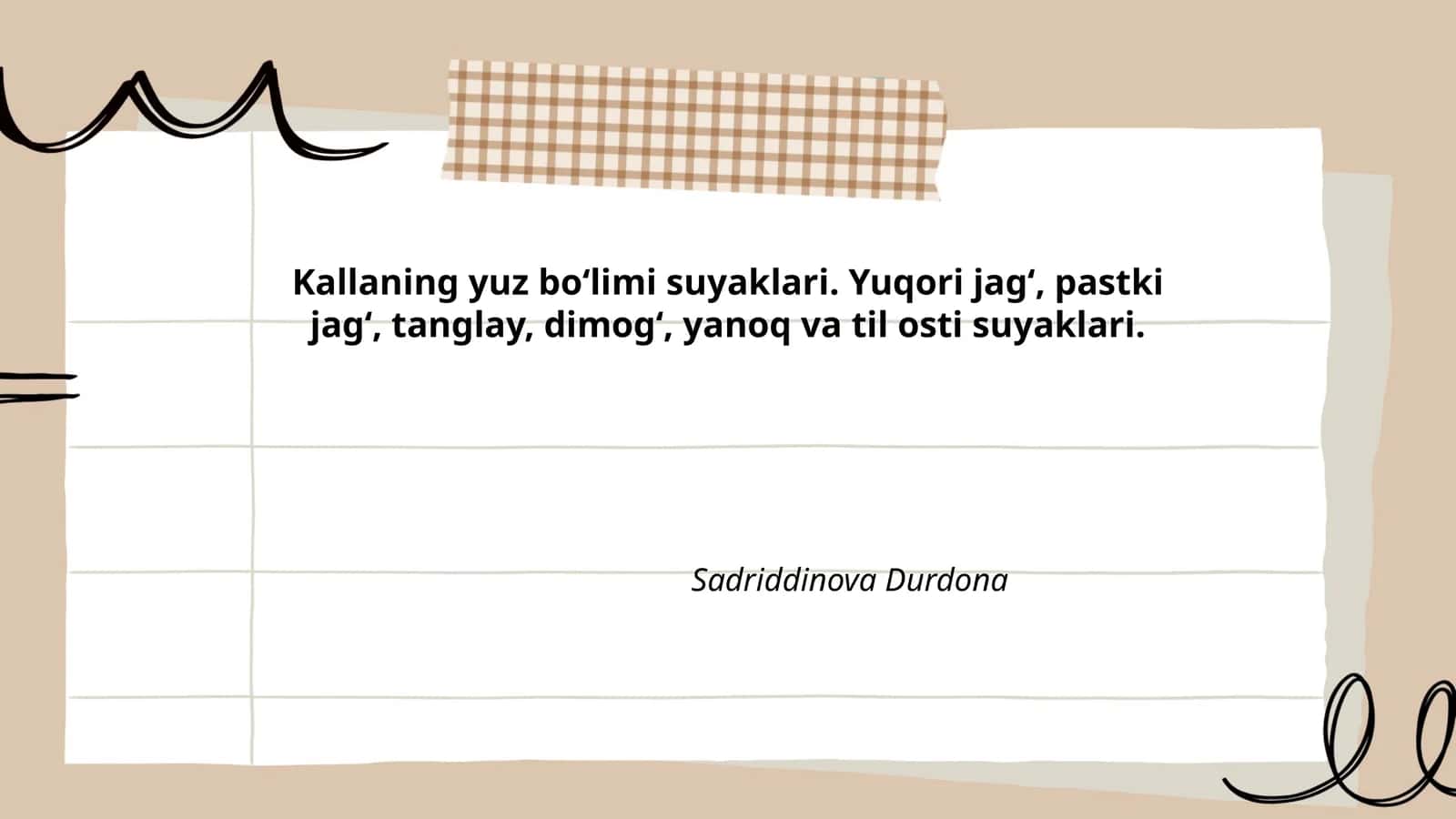 Kallaning yuz boʻlimi suyaklari