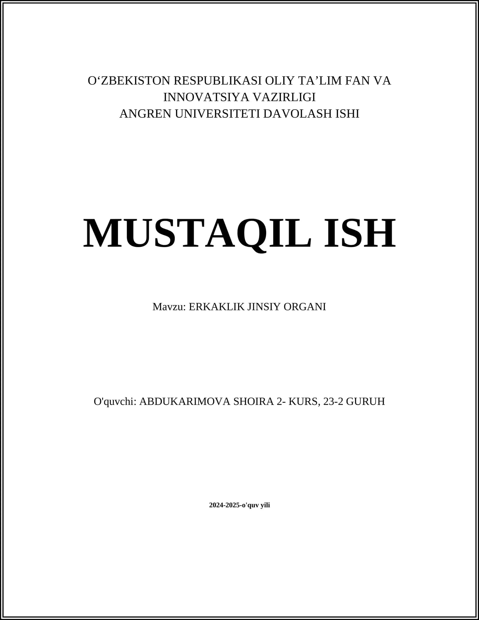 ERKAKLIK JINSIY ORGANI