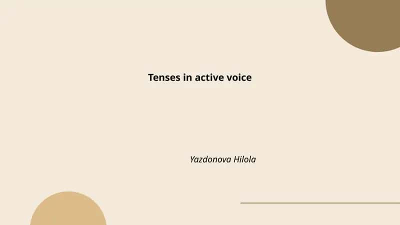 Tenses in active voice