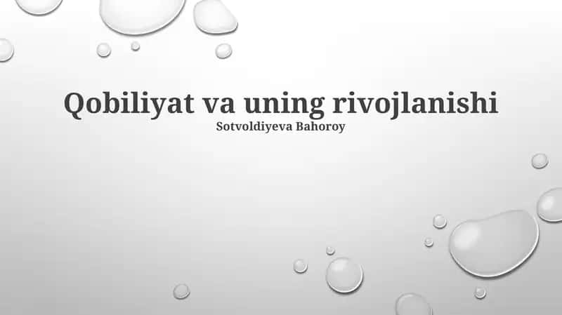 Qobiliyat va uning rivojlanishi