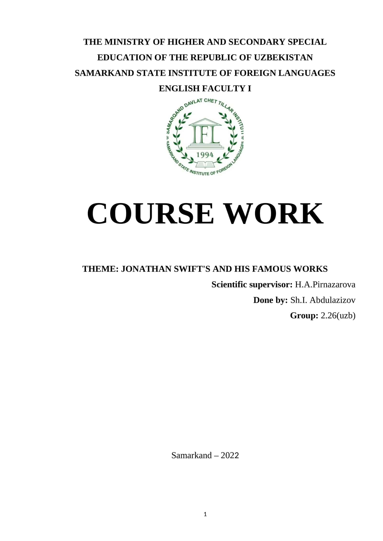 Theme: Jonathan Swift's and His Famous Works