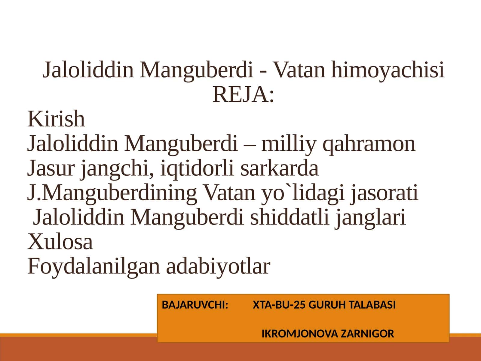 Jaloliddin Manguberdi - Vatan himoyachisi