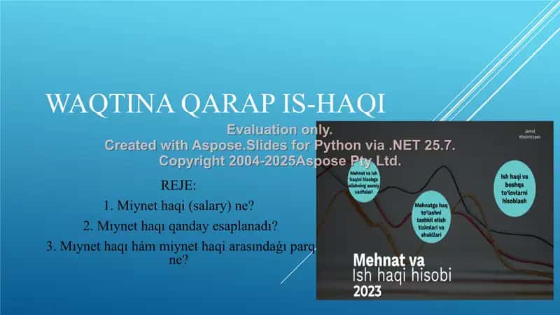 Miynet haqi (Salary) haqida ma'lumotlar
