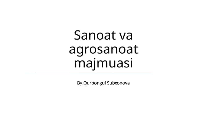 Sanoat va agrosanoat majmuasi