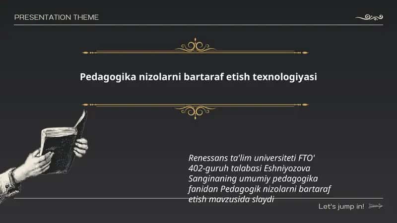 Pedagogika nizolarni bartaraf etish texnologiyasi